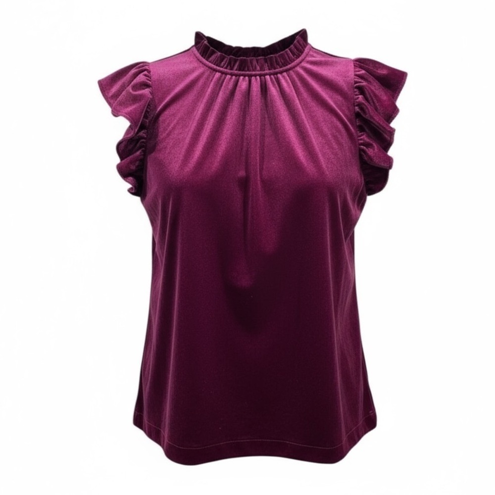 Velvet flutter sleeve top